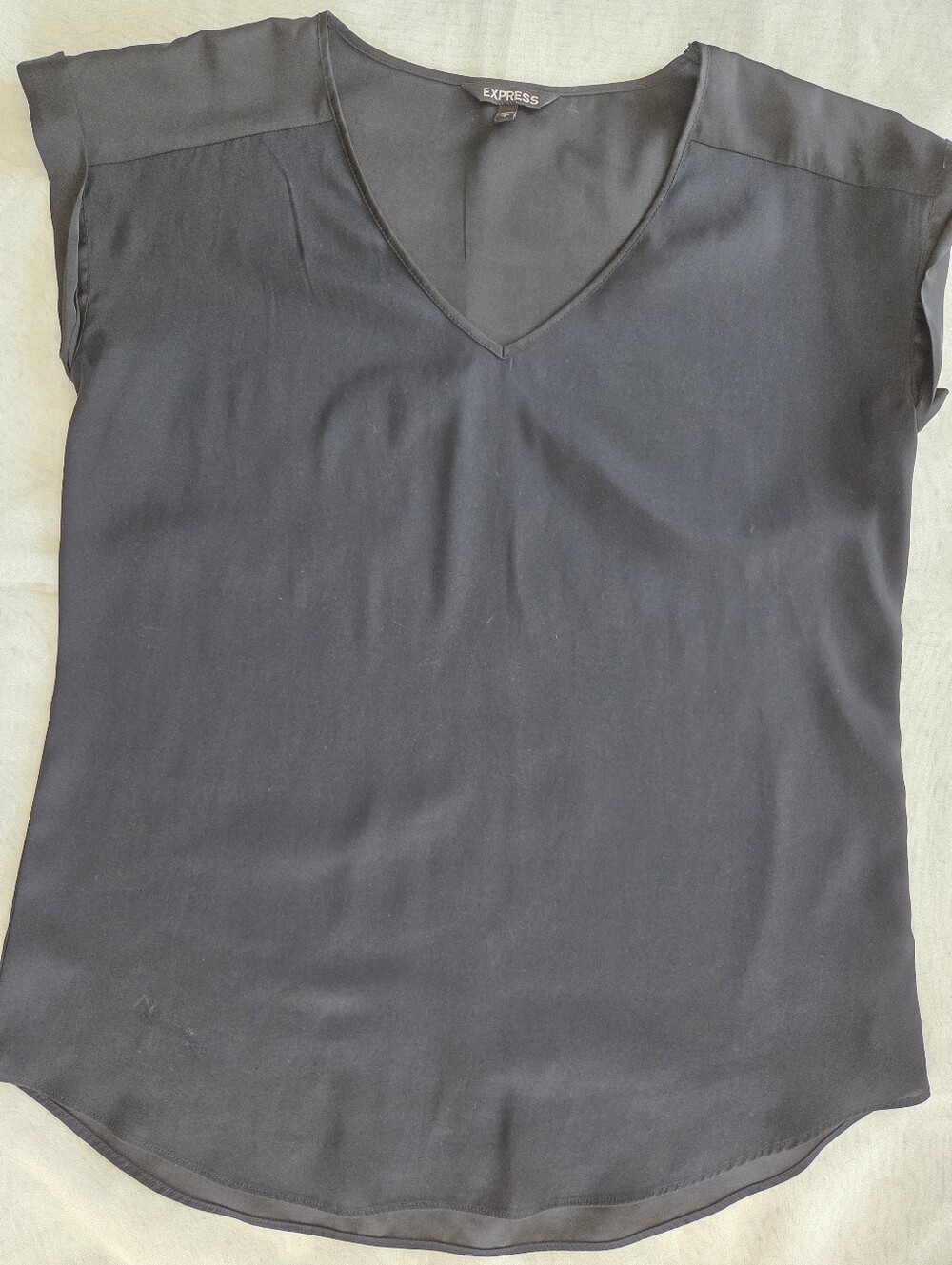 Express Black V-Neck Cap Sleeve Blouse